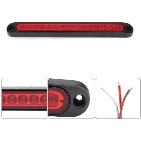 Feu Stop - Feu Arrière LED - Pour Remorque Camion Camping-Car - 250 x 27,5 x 16 mm - 10-30 V - Rouge - Unité (1/4)