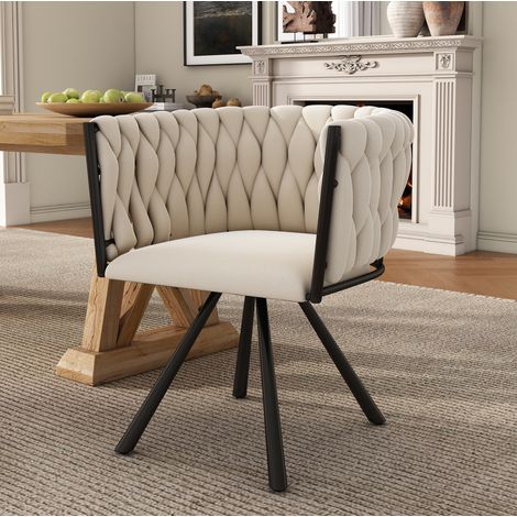 CHICFURN Set di 6 sedie da pranzo girevoli 59x54x72 cm in velluto beige (1/5)