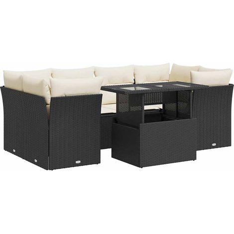 vidaXL Set Divani da Giardino con Cuscini 7pz Nero Polyrattan (1/5)