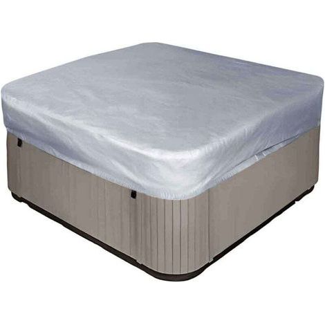 Quadratische Whirlpoolabdeckung 231x231x30cm, 190T UV-beständiges, staubdichtes Polyester, mit Tasche (grau) (1/5)