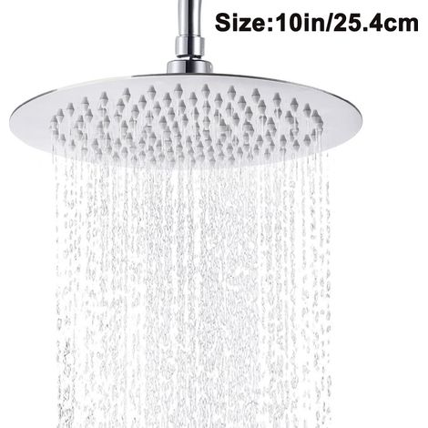 Pommeau de douche encastré rond/carré effet pluie, en acier inoxydable poli miroir, avec buses anticalcaires et effet cascade. (1/4)