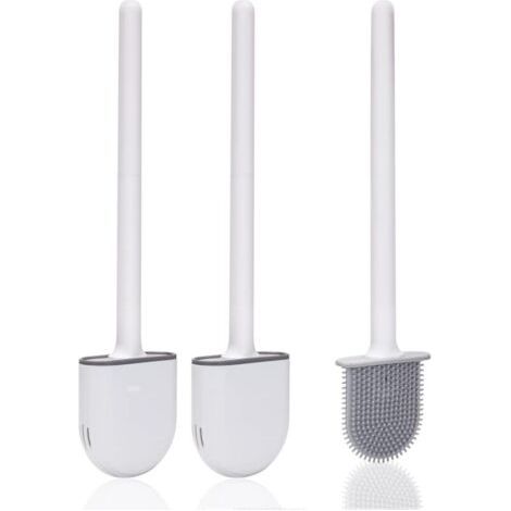 Brosse Toilette Silicone,Brosse WC Silicone et SupportsAvec des Poils Doux et Une Poignée Antidérapante Brosse Toilette Silicone Nettoyage Rapides Brosse WC Suspendu(2 pièces)