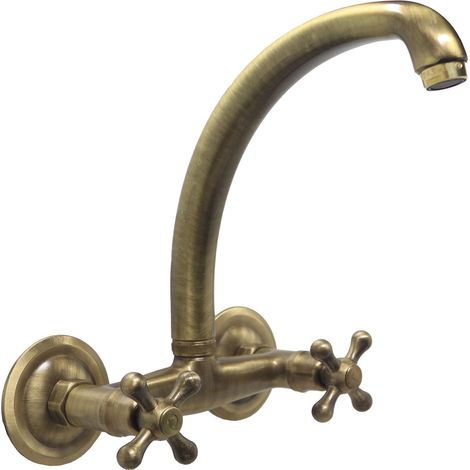 Gruppo lavello modello 402 miscelatore per lavandino vasca fontana da giardino in ottone brunito