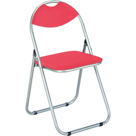 Klappstuhl im Innenstahl mit Rücken und Sitzung in PVC gepolsterten Kreis Closy - Red