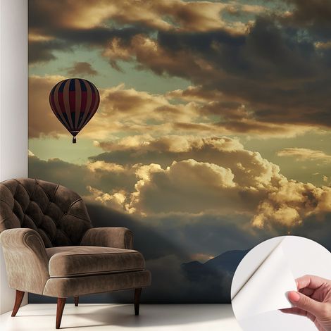 Papier peint autocollant avec imprimé pour cuisine facile à appliquer pour mur a motif Ballon dans les nuages 250x250 cm (1/5)