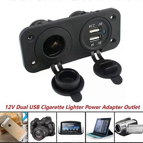 Prise allume-cigare marine universelle 12 V, panneau 2 en 1 étanche 42 A avec double port USB pour voiture, bateau, moto, quad et camping-car (1/4)