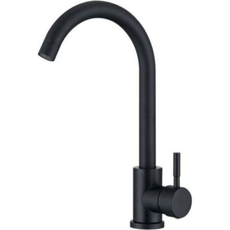 Robinet mitigeur de cuisine noir, bec pivotant à 360 °, robinet mitigeur d'évier en acier inoxydable Durable-robinet cuisine (1/4)