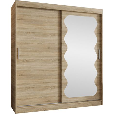 Armario Hartford 578, Roble Sonoma, 200x180x62cm, Puertas de armario: Correderas, Número de estantes: 9