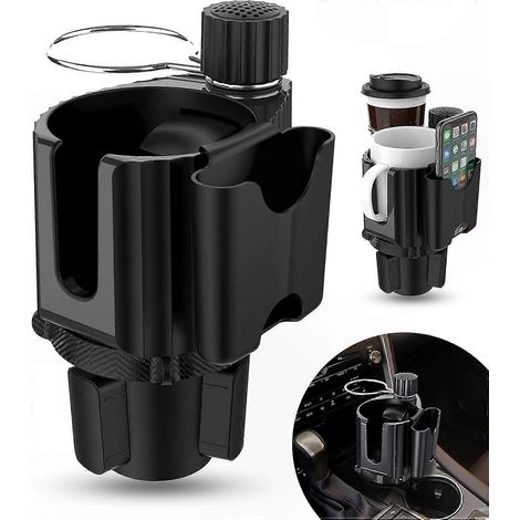 Verstellbarer Getränkehalter mit Handyhalterung, 4-in-1-Organizer für Flaschen und Gläser, ausziehbarer Adapter für Fahrzeuge (1/5)