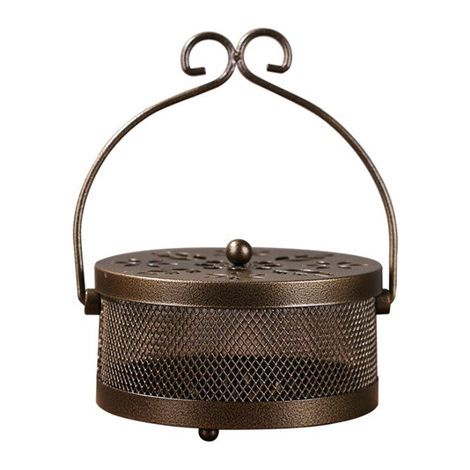 Poêle à bois de santal, brûleur à serpentin de santal ignifugé avec couvercle, plateau pour serpentin anti-moustiques ignifugé, bronze (1/3)