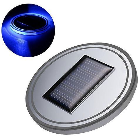 Tapis porte-gobelet de voiture à LED solaire avec capteur de lumière et de vibration intégré, décoration intérieure de voiture (bleu)-7.20X7.20X0.50CM-Silver (1/3)