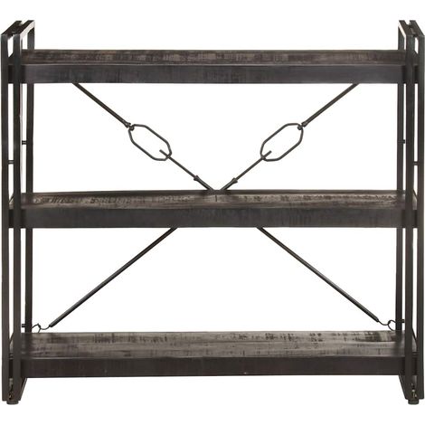 Maison Exclusive - Libreria a 3 Ripiani 90x30x80cm Nero in Legno Massello di Mango