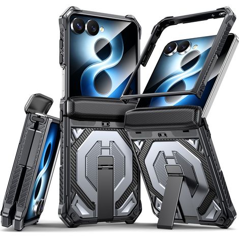 Funda protectora para Samsung Galaxy Z Flip 8, con soporte y tapa de bisagra, compatible con MagSafe, color gris. (1/5)