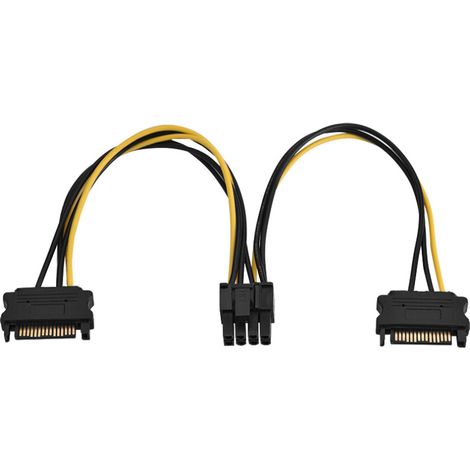 Adattatore per cavo di alimentazione SATA da 15 pin maschio a PCI-E da 8 pin femmina, 0,2 metri. (1/4)