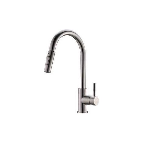 Grifo mezclador de cocina - Con cabezal de ducha extensible - Giratorio 360° - Para cocina (1/4)
