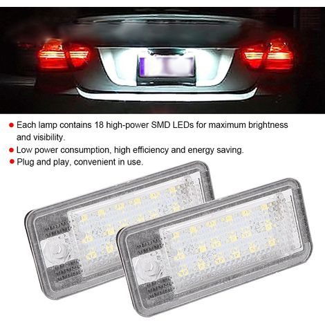 1 Paire de Feux LED pour Plaque d'Immatriculation Arrière Compatible Audi (1/5)