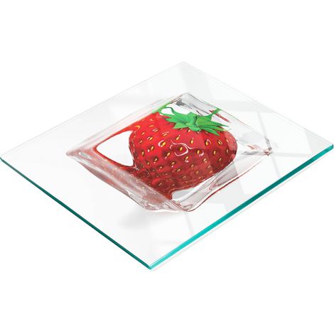 Tabla de madera templada multifuncional decorativa para cocina, diseño de fresas y hielo, 60x52 cm. (1/5)