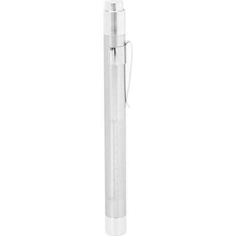 Stylo lumineux LED jaune, tête concave, alliage d'aluminium, lampe médicale avec jauge pupillaire, argent (1/5)