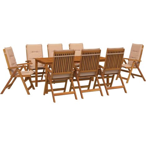 Set da pranzo da giardino da 9 pezzi 8-Posti Naturale vidaXL (1/5)