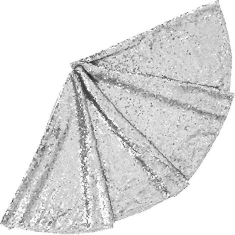 Jupe de sapin de Noël petite taille, jupe de sapin à paillettes argentées de 91 cm (36 pouces). (1/5)