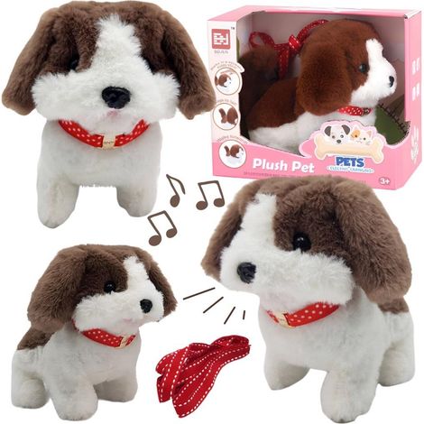 Interaktives Hunde-Set mit Gassi-Funktion, Schwanzwedeln, Bellen, Hundehalsband und Leine