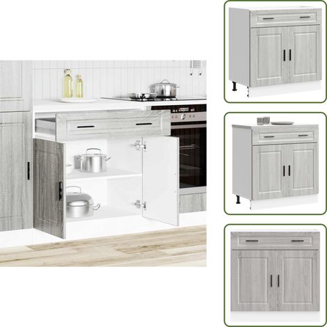 The Living Store Mueble bajo de cocina porto gris sonoma madera reconstituida - Almacenamiento bajo cocina