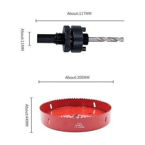 Scie cloche 200mm – Acier M42 pour bois dur. aluminium et PVC – Usage intensif – Compatible perceuses électriques et sans fil (1/4)