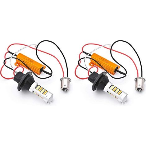 BAU15S 7507 PY21W 1056 5009 Weiß/Gelb LED-Blinker mit Umschaltfunktion, Canbus-fehlerfrei, 2835 42SMD, 800 Lumen, 12V LED mit 50W 6Ohm Lastwiderständen (2er-Pack) (1/5)