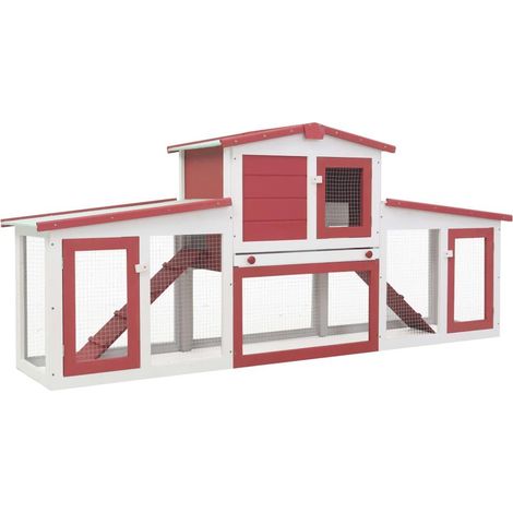 Gabbia da esterno grande 204 x 45 x 85 cm legno rosso e bianco 020000609