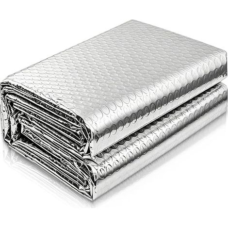 Rouleau isolant thermique aluminium feuille réfléchissant film isolant thermique fenetre anti chaleur film bulle aluminium pour toits portes camping-cars (150cm×2,5m)