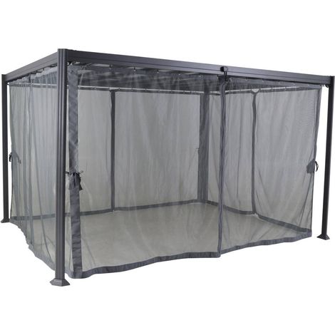 Mückennetz für Gartenlaube Belize Schiefergrau - Für Belize mit Lattenrost 3 x 3,8 m (4 Mückennetz) (1/4)