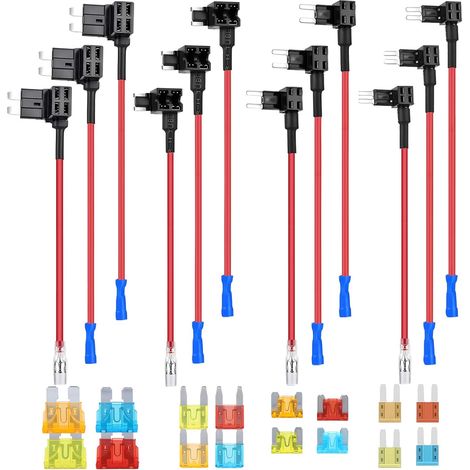 Porte Fusible Adaptateur 4 Types Add A Circuit Prise Fusibles avec Mini Micro Micro2 Standard 5A 10A 15A 20A Lame Fusibles pour Voitures Camions Motos Bateaux (1/5)
