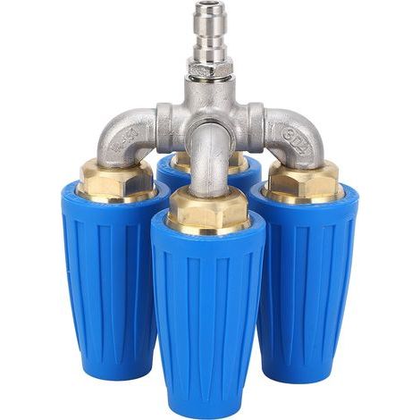 Blue 4-in-1 High Pressure Washer Nozzle, 360° Rotating, 4000psi, 1/4-inch Quick Connect, Turbo for Vehicle Floors (1/5)