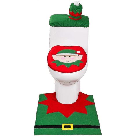 Ensemble de 3 pièces pour salle de bain, housse de siège de toilette de Noël (1/5)