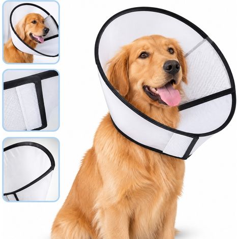 1 Pièce Collier Élisabéthain Blanc en PP pour Chien, Tour de Cou 44-55.5 cm, Collier Anti-Léchage de Soin (1/5)
