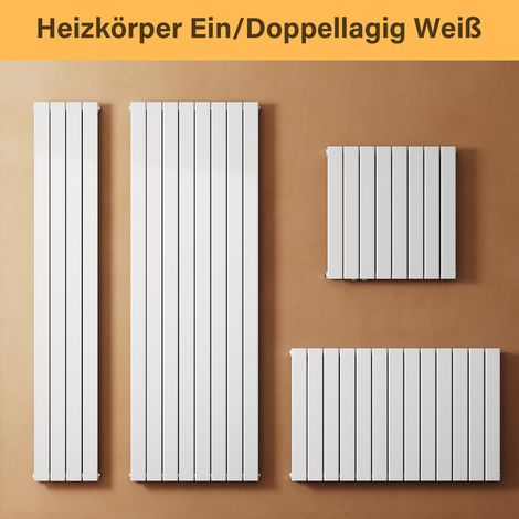 SONNI Design Flach Heizkörper Weiß Paneelheizkörper 600x311mm Vertikal Einlagig 224 Watt (1/5)