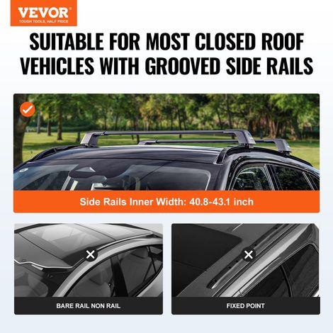 Barre transversale de toit universelle, 122,8 cm max., barre supérieure de voiture en aluminium, pour rails latéraux rainurés sans espace, réglable avec verrous pour SUV, berline, fourgonnette (1/5)