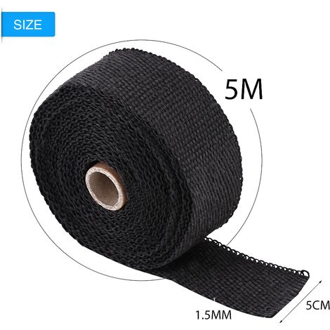 Tissu en fibre de verre noire : 5 m x 5 cm 1,5 mm (avec 10 clips métalliques de 20 cm) SI-A0158 (1/5)