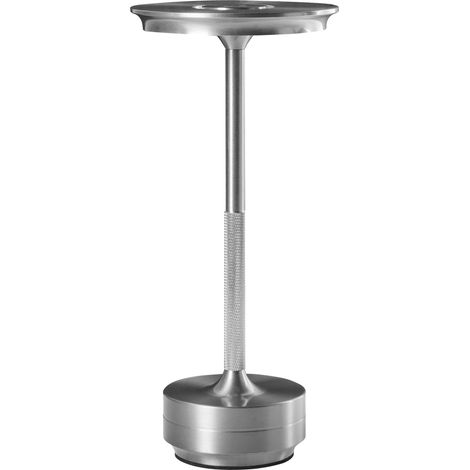 Lampada LED wireless in metallo con porta USB C ricaricabile argento Mago