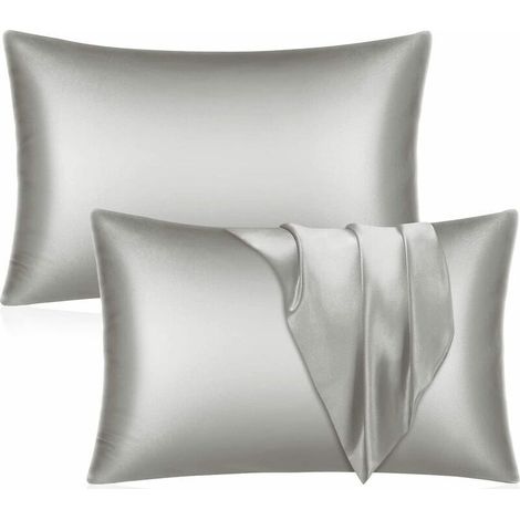 Federe in raso 51 x 76 cm (2 pezzi) – chiusura a busta, resistenti alle pieghe e agli strappi, adatte a pelli sensibili e capelli ricci