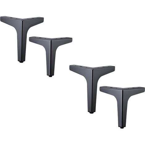 AHLSEN Lot de 4 Pieds de Canapé Metal 10 cm, Pieds de Table Basse Métal Charge Jusqu'à 800 KG Pied de Meuble Noir, Support de Table en Fer Forge/Sofa, Pied pour Meuble TV (1/5)