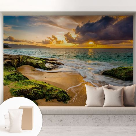 Papier peint intissé avec imprimé installation simple qualité excellente sans désordre - Colle incluse gratuite Harmonie marine 208x146 cm (1/5)