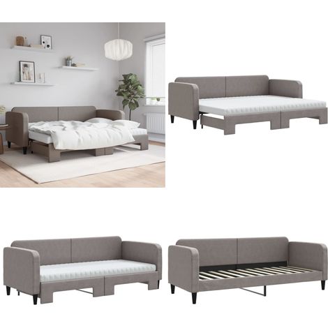 Sofá cama nido con colchón tela gris taupe 80x200 cm - Cama nido - Sofá cama 2 en 1