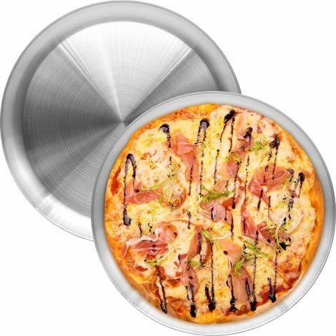 2pcs Plat à Pizza Rond en Acier Inoxydable pour Pizza,Plateaux de Four à Pizza Ronds Antiadhésifs Plaque de Cuisson(26cm2cm) (1/5)