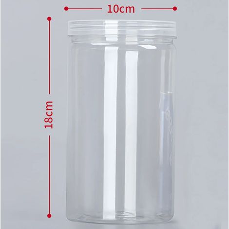 (Z-1040ml)1 bouteille d'emballage en plastique PET transparente vide avec fermeture hermétique, type seau circulaire, bocal à biscuits, boîte de conservation alimentaire scellée, récipient de stockage (1/5)