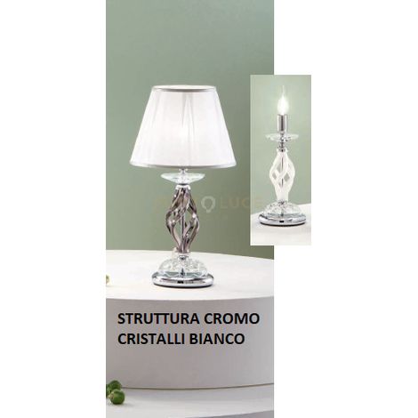 LUME PICCOLO 1306 1 LUCE BIANCO E CROMO ATTACCO E14 H.30+19CM