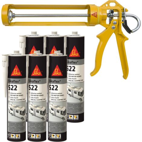 SIKA Caravan Pack - 6 Sikaflex 522 Caravan Mastic Kleber 300ml - MK2 EVO Handpistole 300ml