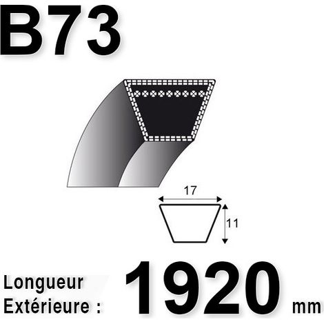 Courroie Lisse Trapézoïdale Série B (section 17x11mm) Longueur Ext: 1919mm. (1/2)