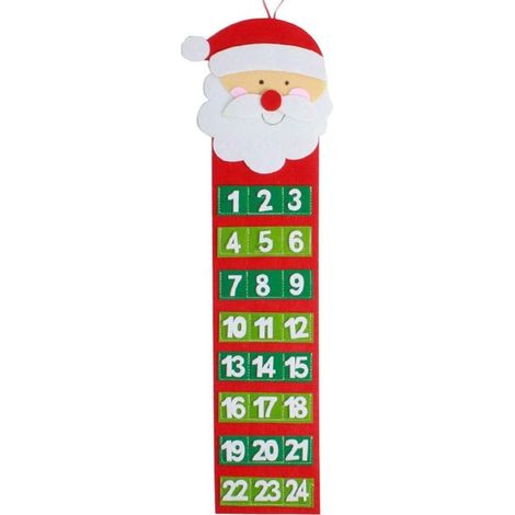 Calendario de Adviento de Navidad de 20x65cm con Papá Noel y muñeco de nieve, decoración de pared y puerta para Año Nuevo, regalos de Navidad, calendario de Adviento para niños. (1/5)