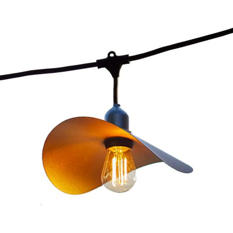 Guirlande lumineuse extérieur raccordable avec abat-jour en acier doré effet cage 10 ampoules LED E27 6m (1/5)
